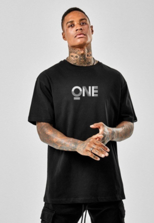 ERKEK Baskılı Oversize Kısa kol  T-Shirt - Siyah