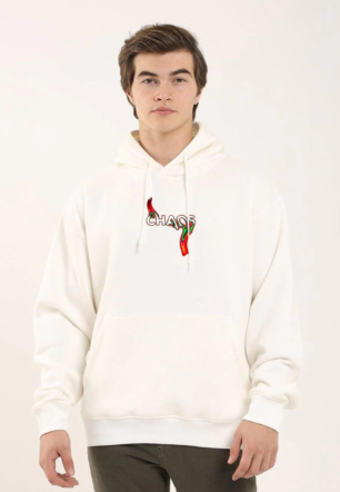 ERKEK Baskılı Oversize Üç İplik Kapüşonlu Sweatshirt - Beyaz