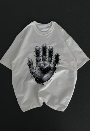 Kadın Baskılı T-Shirt Kısa Kol Bisiklet Yaka Regular Fit Rahat Kalıp Günlük Tişört - Beyaz