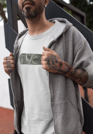 ERKEK Bisiklet Yaka Baskılı kısa kol  T-Shirt - Beyaz