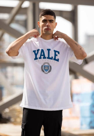 Erkek Baskılı T-Shirt Kısa Kol Bisiklet Yaka Regular Fit Rahat Kalıp Günlük Tişört - Beyaz