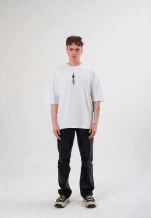 Erkek Baskılı T-Shirt Kısa Kol Bisiklet Yaka Regular Fit Rahat Kalıp Günlük Tişört - Beyaz