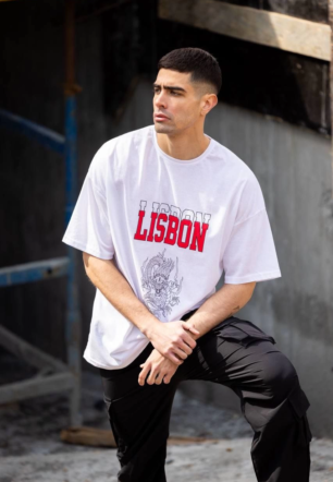 Erkek Baskılı T-Shirt Kısa Kol Bisiklet Yaka Regular Fit Rahat Kalıp Günlük Tişört - Beyaz