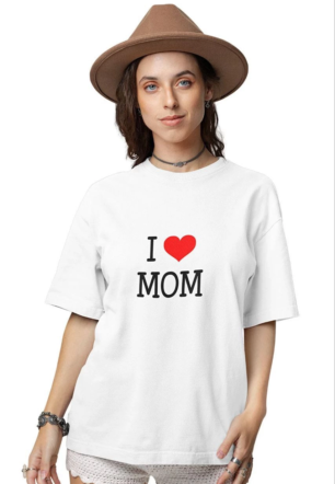 kadın Bisiklet Yaka Baskılı Oversize Kısa kol  T-Shirt - Beyaz