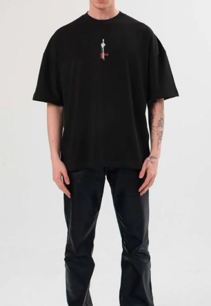 Erkek Baskılı T-Shirt Kısa Kol Bisiklet Yaka Regular Fit Rahat Kalıp Günlük Tişört - Siyah