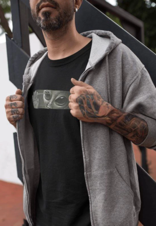 ERKEK Bisiklet Yaka Baskılı Kısa kol T-Shirt - Siyah