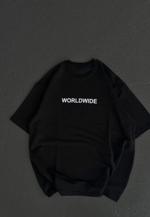 Kadın Baskılı T-Shirt Kısa Kol Bisiklet Yaka Oversize Rahat Kalıp Günlük Tişört   - Siyah