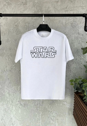 Unisex Bisiklet Yaka Kısa Kol Baskılı Çocuk T-Shirt - Beyaz