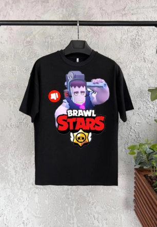 Unisex Bisiklet Yaka Kısa Kol Baskılı Çocuk T-Shirt - Siyah