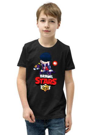 Unisex Bisiklet Yaka Kısa Kol Baskılı Çocuk T-Shirt - Siyah