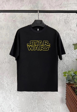 Unisex Bisiklet Yaka Kısa Kol Baskılı Çocuk T-Shirt - Siyah