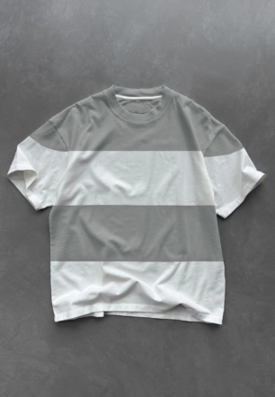 Erkek  Kısa kol Bisiklet Yaka Parçalı T-Shirt - Gri