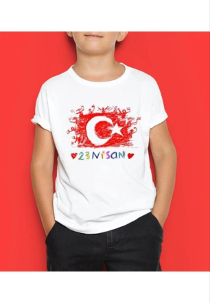 Unisex Çocuk Baskılı T-Shirt - Beyaz