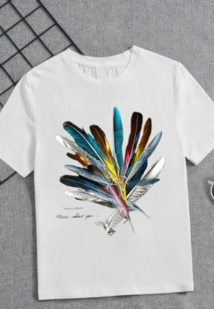 Kız Çocuk Baskılı T-Shirt - Beyaz