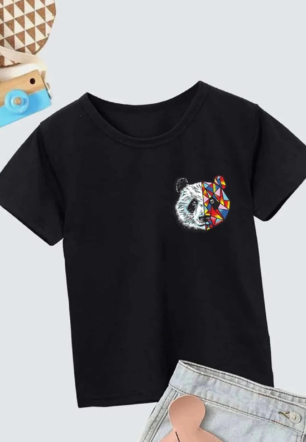 Unisex Çocuk Baskılı T-Shirt - Siyah