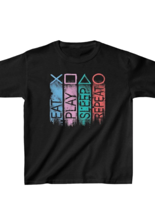 Unisex Çocuk Baskılı T-Shirt - Siyah