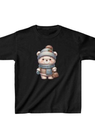 Unisex Çocuk Baskılı T-Shirt - Siyah