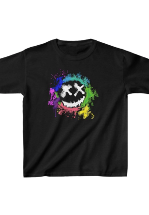 Unisex Çocuk Baskılı T-Shirt - Siyah