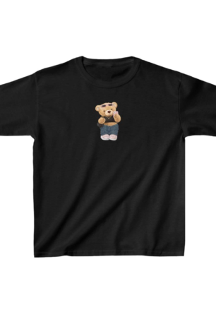 Unisex Çocuk Baskılı T-Shirt - Siyah