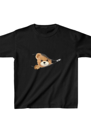 Unisex Çocuk Baskılı T-Shirt - Siyah