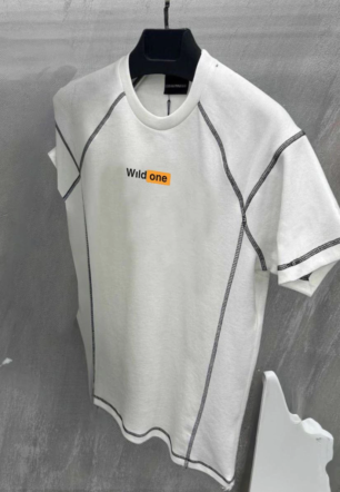 Unisex Dikişli Baskılı Oversize T-Shirt - Beyaz