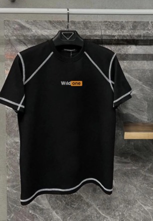 Unisex Dikişli Baskılı Oversize T-Shirt - Siyah