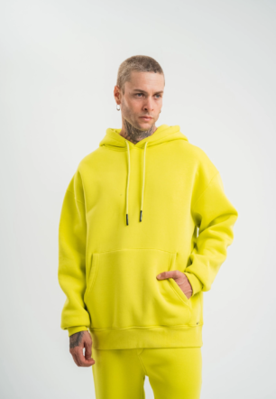 ERKEK Double Oversize Kapşonlu SweatShirt - Sarı