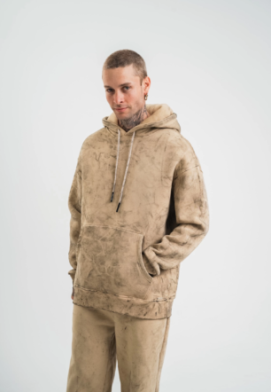 ERKEK Double Oversize Kapşonlu Yıkamalı SweatShirt - Bej