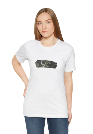 Kadın Bisiklet Yaka Baskılı  kısa kol T-Shirt - Beyaz