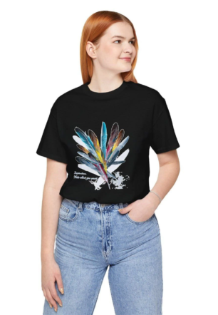 Kadın Bisiklet Yaka Baskılı  Kısa kol T-Shirt - Siyah
