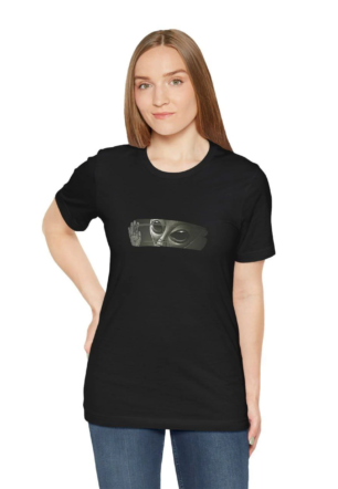 Kadın Bisiklet Yaka Baskılı Kısa kol T-Shirt - Siyah