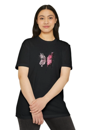 Kadın Bisiklet Yaka Baskılı T-Shirt - Siyah