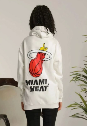 Kadın Kapşonlu Baskılı Sweetshirt - Beyaz