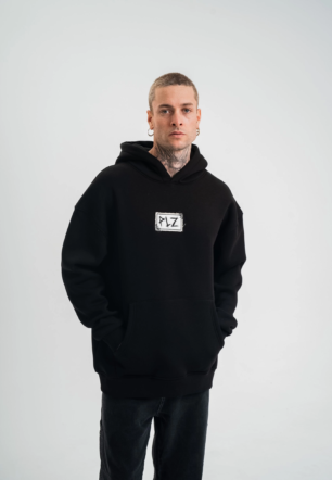 ERKEK Kapşonlu Uzun Kol Patchli Nakışlı SweatShirt - Siyah
