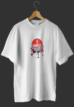 1 Mayıs Emekçilerimiz İçin Özel Tasarım 1 Mayıs Dünya Baskılı T-shirt - Beyaz
