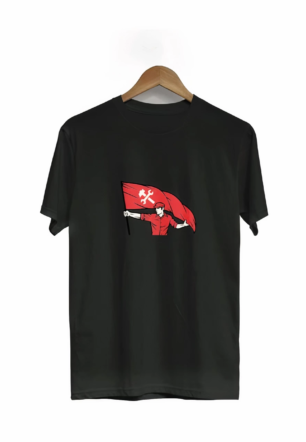 1 Mayıs Emekçilerimiz İçin Özel Tasarım Bayraklı Emekçi Baskılı T-shirt - Siyah