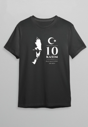 10 Kasım Atatürk Baskılı T-shirt - Siyah