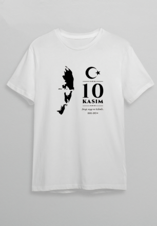 10 Kasım Atatürk Baskılı T-shirt - Beyaz
