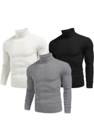 Erkek 3 Adet Kaşkorse Boğazlı Full Likralı Fitilli Slimfit Body