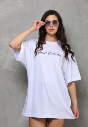 Kadın Baskılı T-Shirt Kısa Kol Bisiklet Yaka Regular Rahat Kalıp Günlük Tişört - Beyaz