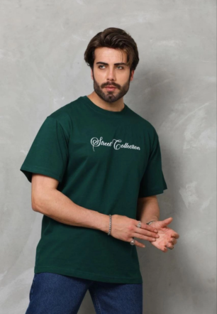 Erkek Baskılı T-Shirt Kısa Kol Bisiklet Yaka Regular Fit Rahat Kalıp Günlük Tişört - Çağla Yeşili