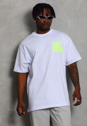 Erkek Baskılı T-Shirt Kısa Kol Bisiklet Yaka Regular Fit Rahat Kalıp Günlük Tişört - Beyaz