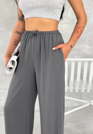 Kadın Ayrobin Oversize Kadın Pantalon - Füme