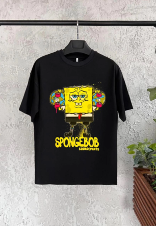 Bisiklet Yaka Kısa Kol Çocuk Baskılı T-Shirt - Siyah