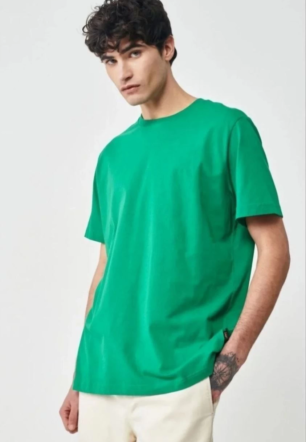 Erkek Düz  Kısa kol  Penye T-shirt- Yeşil