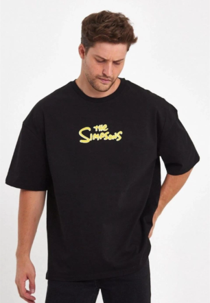 Erkek Baskılı T-Shirt Kısa Kol Bisiklet Yaka Regular Fit Rahat Kalıp Günlük Tişört - Siyah