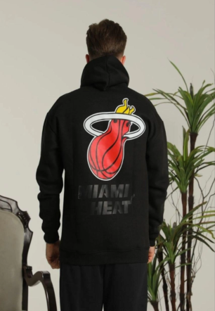 Erkek Sırt Baskılı Oversize Üç İplik Kapüşonlu Sweatshirt - Siyah