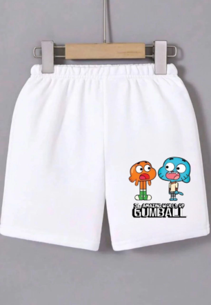 Kadın Beli Lastikli Baskılı Mini Şort - Beyaz
