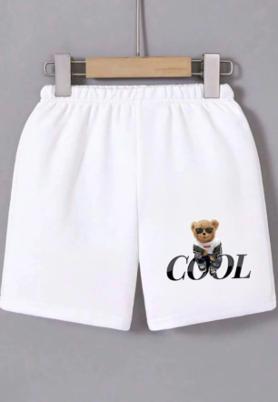 Kadın Beli Lastikli Baskılı Mini Şort - Beyaz