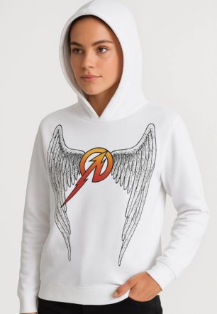 Metallica İki İplik Kapüşonlu Ön ve Arka Baskılı hoodie - Beyaz